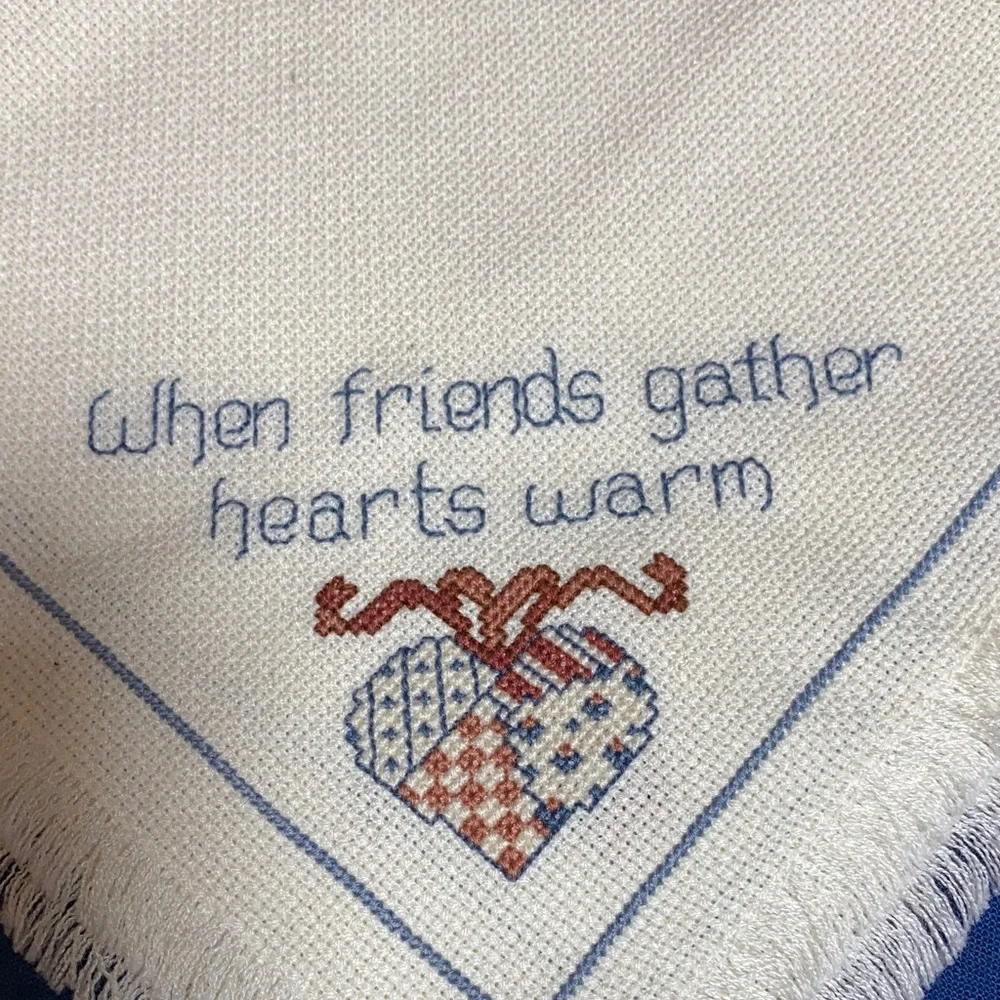 New Hand Embroidered Breadcloth with Friendship & Heart Design